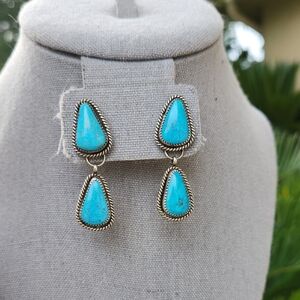 Kingman Turquoise Double Drop Earrings